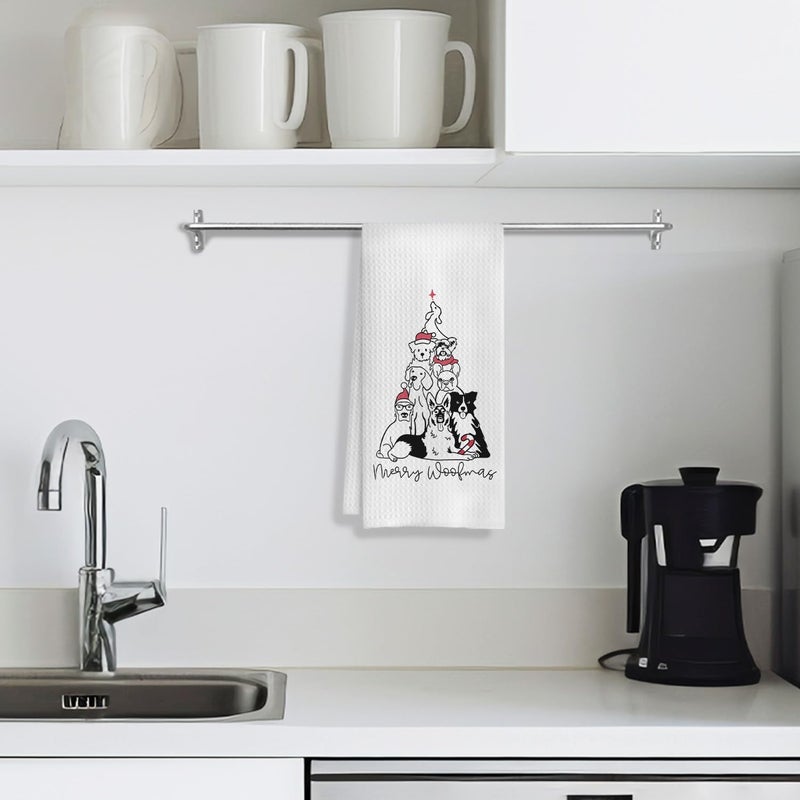 COWEB Funny Christmas Dog Kitchen Towels - 16x24 Inches, Gifts for Dog Lovers, Christmas Decor - Image 3